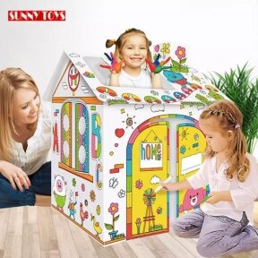 Детский Кукольный домик Раскраска DIY Doodle House 60х53х43 см (Сборка без клея) от компании bel-ok - магазин товаров для дома - фото 1