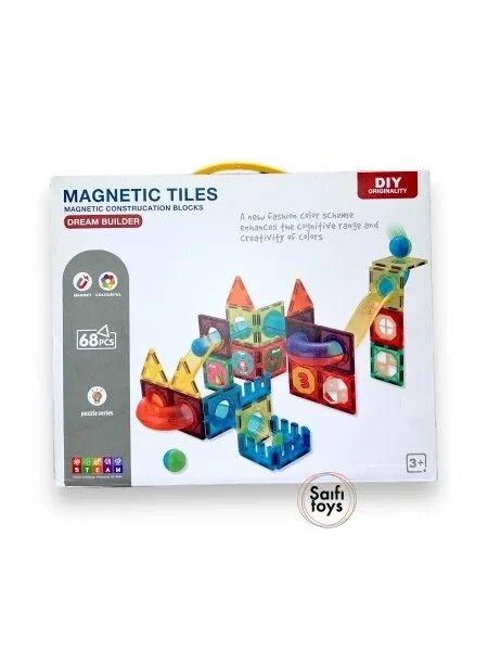 Детский магнитный конструктор Magnetic Tiles, 68 деталей, игра головоломка для детей от компании bel-ok - магазин товаров для дома - фото 1