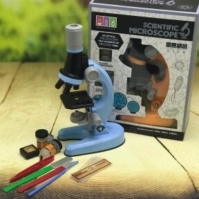 Детский набор Юный биолог Микроскоп Scientific Microscope с приборами для опыта Голубой от компании ART-DECO МАРКЕТ - магазин товаров для дома - фото 1