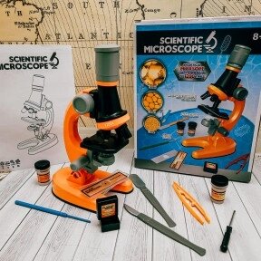 Детский набор Юный биолог Микроскоп Scientific Microscope с приборами для опыта Оранжевый от компании ART-DECO МАРКЕТ - магазин товаров для дома - фото 1
