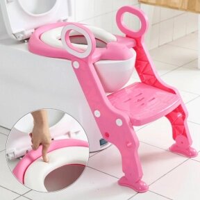 Детское сиденье накладка на унитаз с лестницей Potty Training Seat/ мягкое сидение  Розовый от компании bel-ok - магазин товаров для дома - фото 1