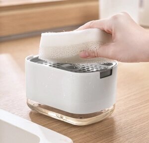 Диспенсер для моющего средства и губки Soap Dispenser / Дозатор на кухню с губкой 2в1 от компании ART-DECO МАРКЕТ - магазин товаров для дома - фото 1