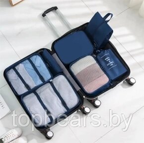 Дорожный набор органайзеров для чемодана Travel Colorful life 7 в 1 (7 органайзеров разных размеров) Синий от компании ART-DECO МАРКЕТ - магазин товаров для дома - фото 1