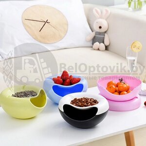 Двойная тарелка для снеков (семечек) и подставка для телефона (3 в 1) Creative Fashionable Fruit Platter