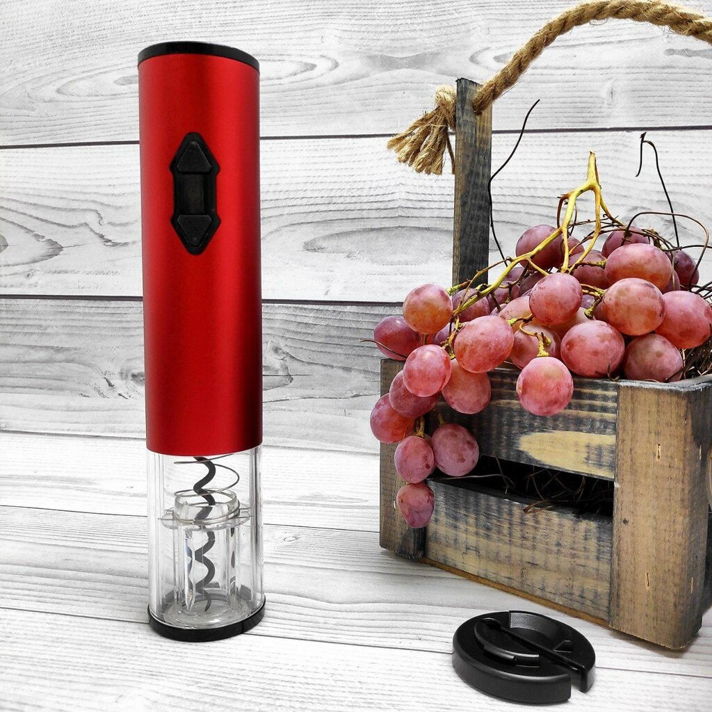 Электрический штопор для вина Majesty с круглым ножом для удаления фольги 23.5 см., Красный от компании ART-DECO МАРКЕТ - магазин товаров для дома - фото 1