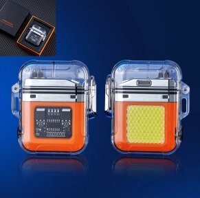 Электронная водонепроницаемая пьезо зажигалка - фонарик с USB зарядкой LIGHTER Оранжевая от компании ART-DECO МАРКЕТ - магазин товаров для дома - фото 1