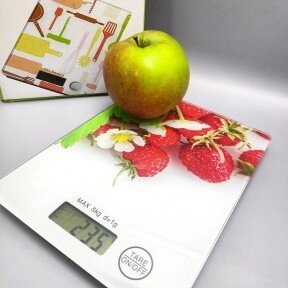 Электронные кухонные весы Digital Kitchen Scale, 15.00х20.00 см,  до 5 кг Земляника от компании ART-DECO МАРКЕТ - магазин товаров для дома - фото 1