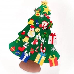 Елочка из фетра с новогодними игрушками липучками Merry Christmas, подвесная, 93 х 65 см Декор В от компании ART-DECO МАРКЕТ - магазин товаров для дома - фото 1