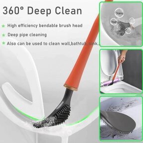 Ершик из эластичного силикона VIP Brush Туалетная плоская щетка для чистки унитаза  Оранжевый от компании ART-DECO МАРКЕТ - магазин товаров для дома - фото 1