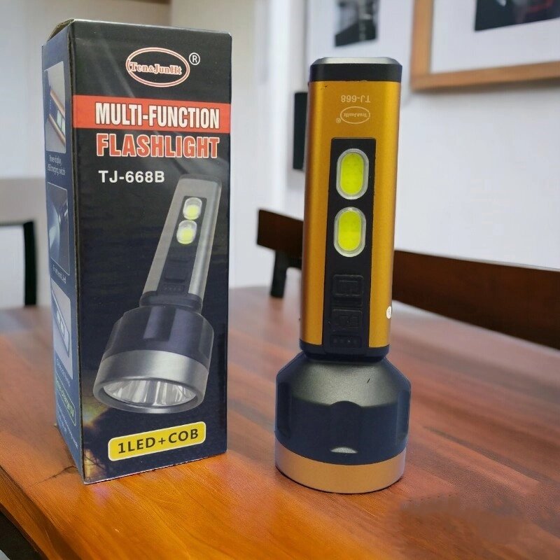 Фонарь аккумуляторный Multifunction Flashlight TJ-668А / 4 режима, LED+СОВ, USB-зарядка от компании ART-DECO МАРКЕТ - магазин товаров для дома - фото 1