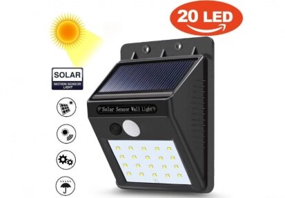 Фонарь с датчиком движения на солнечной батарее 20 LED Solar Powered LED Wall Light от компании bel-ok - магазин товаров для дома - фото 1