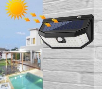 Фонарь с датчиком движения на солнечной батарее 48 LED Solar Wall Lamp LF-1522 от компании bel-ok - магазин товаров для дома - фото 1