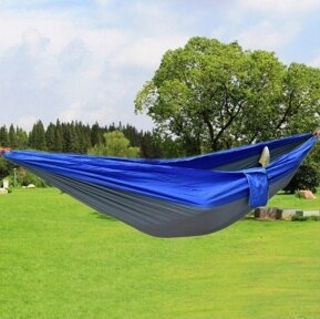 Гамак подвесной двухместный Hammock Swing Ультралёгкий и сверхпрочный (Крепления в комплекте) 270х140 см Цвет: Синий от компании bel-ok - магазин товаров для дома - фото 1