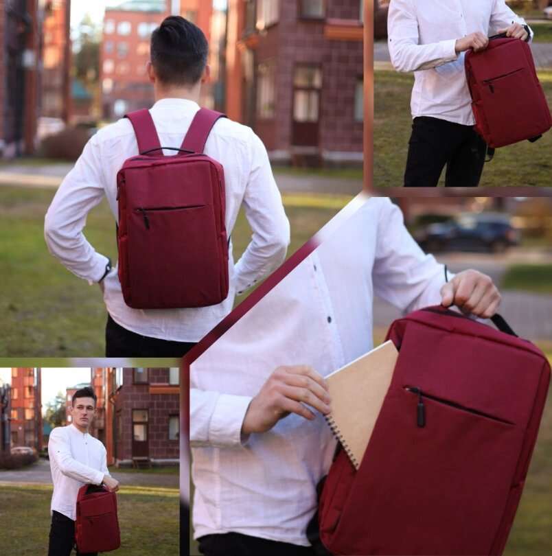 Городской рюкзак “Lifestyle” с USB и отделением для ноутбука до 17.72" Красный от компании ART-DECO МАРКЕТ - магазин товаров для дома - фото 1