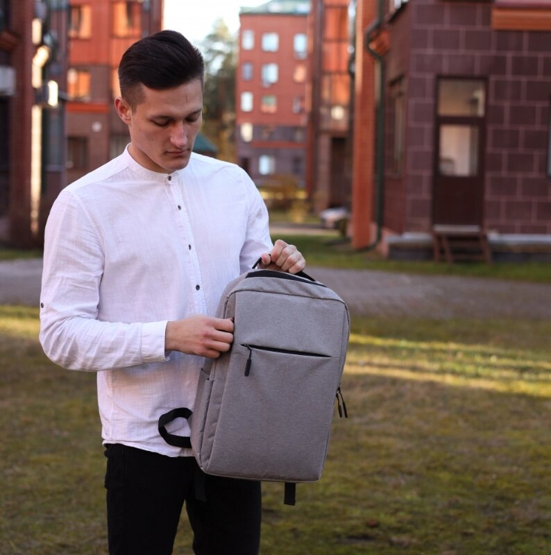 Городской рюкзак “Lifestyle” с USB и отделением для ноутбука до 17.72" Серый от компании ART-DECO МАРКЕТ - магазин товаров для дома - фото 1