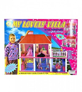 Игровой кукольный домик, My Lovely Villa ,2-х этажный с аксессуарами , 2 варианта сборки