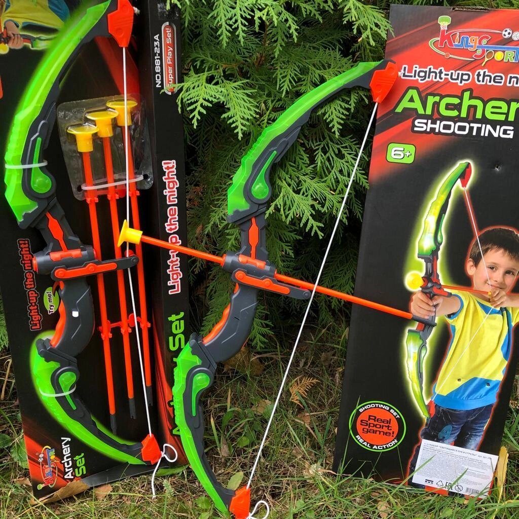 Игровой набор: Светящийся лук и стрелы на присосках Archery Set 881-23A, 6+ Зеленый от компании ART-DECO МАРКЕТ - магазин товаров для дома - фото 1