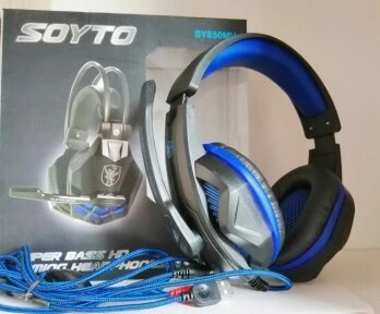 Игровые проводные наушники SOYTO SY850MV с микрофоном Чёрные с Синим от компании bel-ok - магазин товаров для дома - фото 1