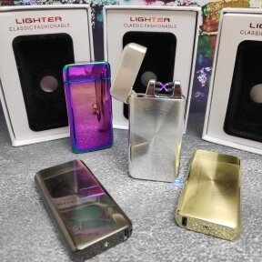 Импульсная USB-зажигалка Lighter  Classic Fashionable Серебро от компании bel-ok - магазин товаров для дома - фото 1