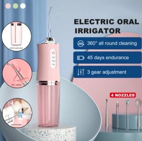 Ирригатор (флоссер) для гигиены полости рта Oral Irrigator 4 сменные насадки Розовый от компании bel-ok - магазин товаров для дома - фото 1