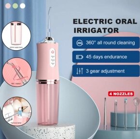 Ирригатор (флоссер) для гигиены полости рта Oral Irrigator 4 сменные насадки Розовый от компании ART-DECO МАРКЕТ - магазин товаров для дома - фото 1