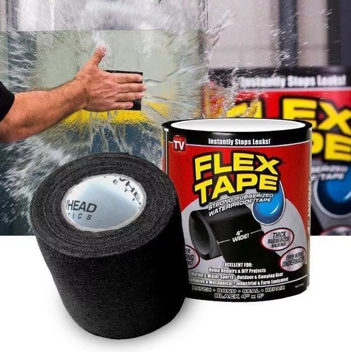 Изолента Супер Фикс водонепроницаемая, суперклейкая (маленькая) Flex Tape Флекс тайп 10.20 х 150 см, 4 дюйма от компании ART-DECO МАРКЕТ - магазин товаров для дома - фото 1