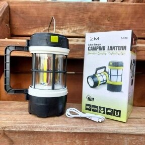 Кемпинговый фонарь-лампа Camping lantern F 910B (зарядка USB и солнечные батареи, 5 режимов работы, функция PowerBank) от компании bel-ok - магазин товаров для дома - фото 1