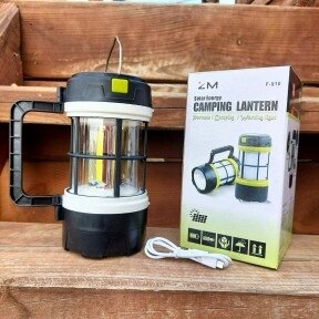 Кемпинговый фонарь-лампа Camping lantern F 910B (зарядка USB и солнечные батареи, 5 режимов работы, функция от компании ART-DECO МАРКЕТ - магазин товаров для дома - фото 1