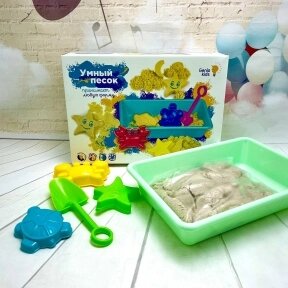 Кинетический Умный песок GENIO KIDS с песочницей, 1000g (песок 1 кг, песочница, лопатка, 3 формочки) от компании bel-ok - магазин товаров для дома - фото 1