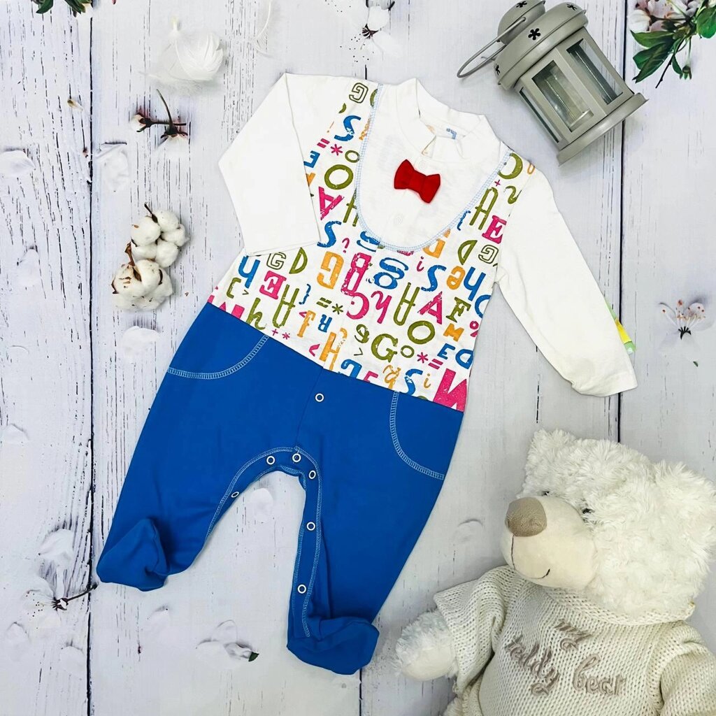 Комбинезон для новорожденного мальчика из натурального хлопка Bebika (20/13-10) Английский алфавит, рост 68 от компании ART-DECO МАРКЕТ - магазин товаров для дома - фото 1