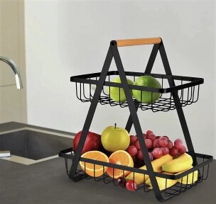 Корзина для хранения фруктов, овощей, посуды Home storage rack / фруктовница / хлебница / органайзер двухъярусный от компании bel-ok - магазин товаров для дома - фото 1