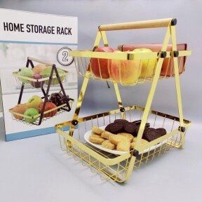 Корзина для хранения фруктов, овощей, посуды Home storage rack / фруктовница / хлебница / органайзер двухъярусный от компании bel-ok - магазин товаров для дома - фото 1