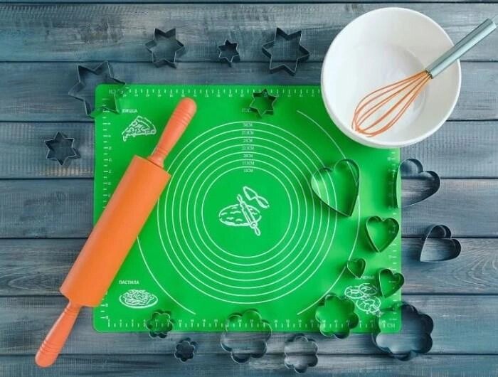 Коврик силиконовый для раскатки теста, 60 х 45 см (64 х 45 см) зеленый от компании ART-DECO МАРКЕТ - магазин товаров для дома - фото 1