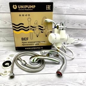 Кран водонагреватель UNIPUMP BEF-001-03, проточный, душ, 3000 Вт, 1.3 л/мин от компании bel-ok - магазин товаров для дома - фото 1