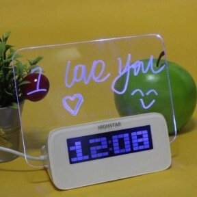 Креативные LED Часы-Будильник HIGHSTAR Неоновый (синий) от компании ART-DECO МАРКЕТ - магазин товаров для дома - фото 1