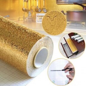 Кухонная алюминиевая  фольга - стикер (60смх3м) Масло - защитная и огнестойкая Золото от компании ART-DECO МАРКЕТ - магазин товаров для дома - фото 1
