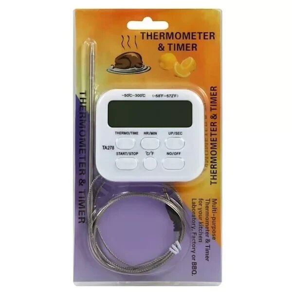 Кухонный цифровой термометр со щупом + кулинарный таймер Kitchen TA-278 от компании ART-DECO МАРКЕТ - магазин товаров для дома - фото 1