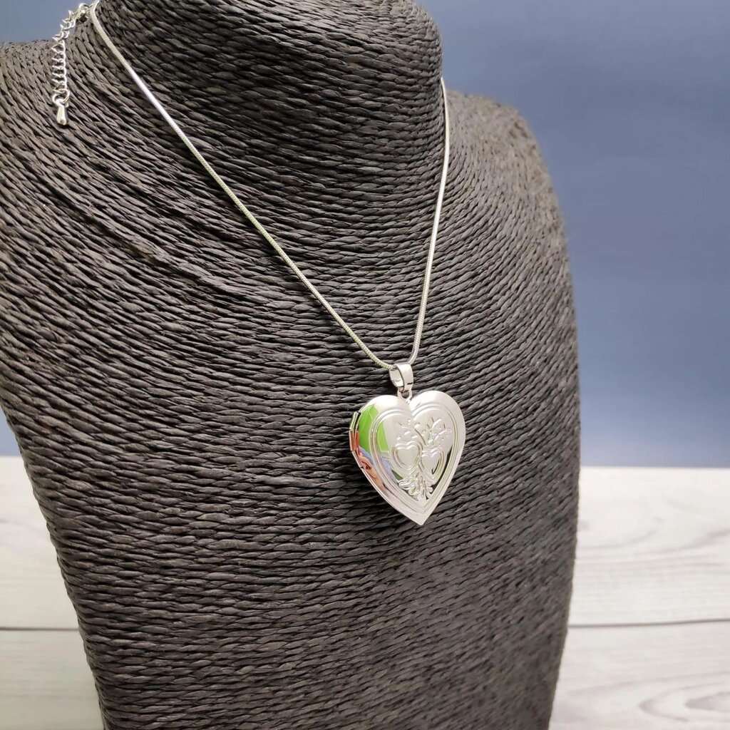 Кулон-тайник Сердце на цепочке Два сердца в серебре от компании ART-DECO МАРКЕТ - магазин товаров для дома - фото 1