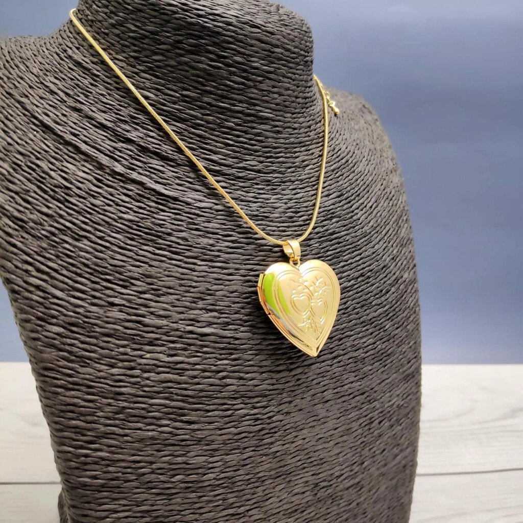 Кулон-тайник Сердце на цепочке Два сердца в золоте от компании ART-DECO МАРКЕТ - магазин товаров для дома - фото 1