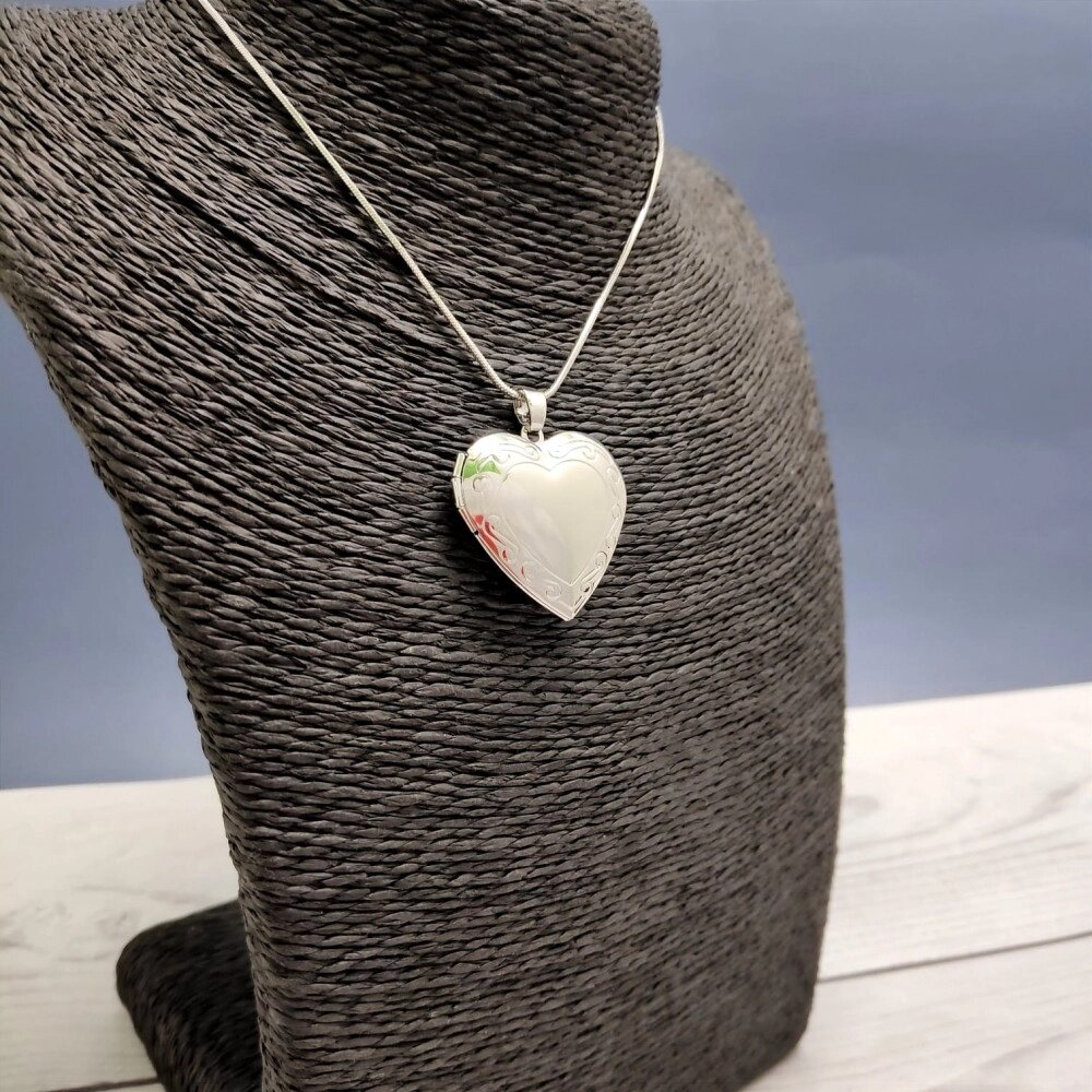 Кулон-тайник Сердце на цепочке Орнамент в серебре от компании ART-DECO МАРКЕТ - магазин товаров для дома - фото 1