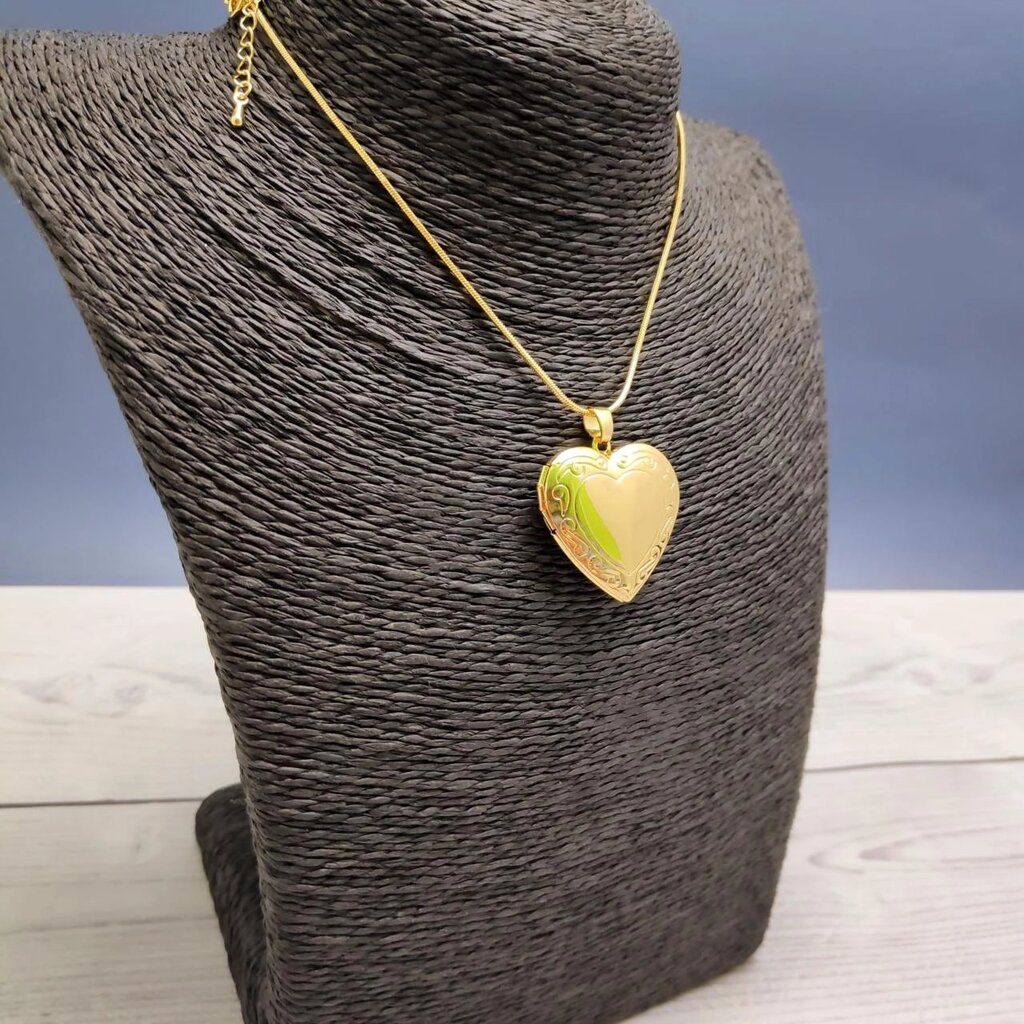 Кулон-тайник Сердце на цепочке Орнамент в золоте от компании ART-DECO МАРКЕТ - магазин товаров для дома - фото 1
