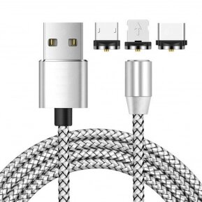 Магнитный кабель USB - Lightning X-Cable Metal Magnetic 360 для Aplle, Micro-USB, Type-C Серебро от компании bel-ok - магазин товаров для дома - фото 1