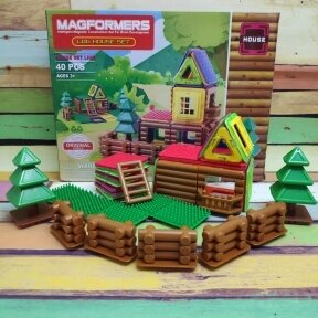 Магнитный конструктор  Magformers Log House Set  Бревенчатый дом, 40 деталей от компании bel-ok - магазин товаров для дома - фото 1