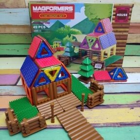 Магнитный конструктор Magformers Log House Set Бревенчатый дом (Original), 49 деталей от компании bel-ok - магазин товаров для дома - фото 1