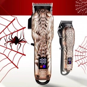 Машинка для стрижки волос, бритья бороды/усов Hair Clipper Geemy GM-6632 SKULL. Аккумулятор высокой ёмкости (6 насадок) от компании bel-ok - магазин товаров для дома - фото 1