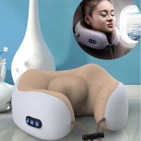 Массажер - подушка для шеи  U-SHAPED MASSAGE PILLOW Бежевая от компании bel-ok - магазин товаров для дома - фото 1