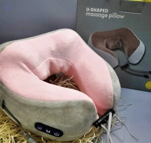 Массажер - подушка для шеи  U-SHAPED MASSAGE PILLOW Розовая от компании bel-ok - магазин товаров для дома - фото 1