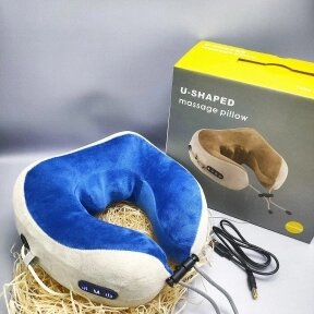 Массажер - подушка для шеи  U-SHAPED MASSAGE PILLOW Синяя от компании bel-ok - магазин товаров для дома - фото 1