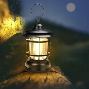 Многофункциональный подвесной походный фонарь в стиле ретро Camping Lamp Черный от компании ART-DECO МАРКЕТ - магазин товаров для дома - фото 1