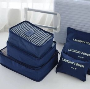 Набор дорожных органайзеров Laun Drypouch Travel 6 штук разных размеров  Синяя от компании ART-DECO МАРКЕТ - магазин товаров для дома - фото 1